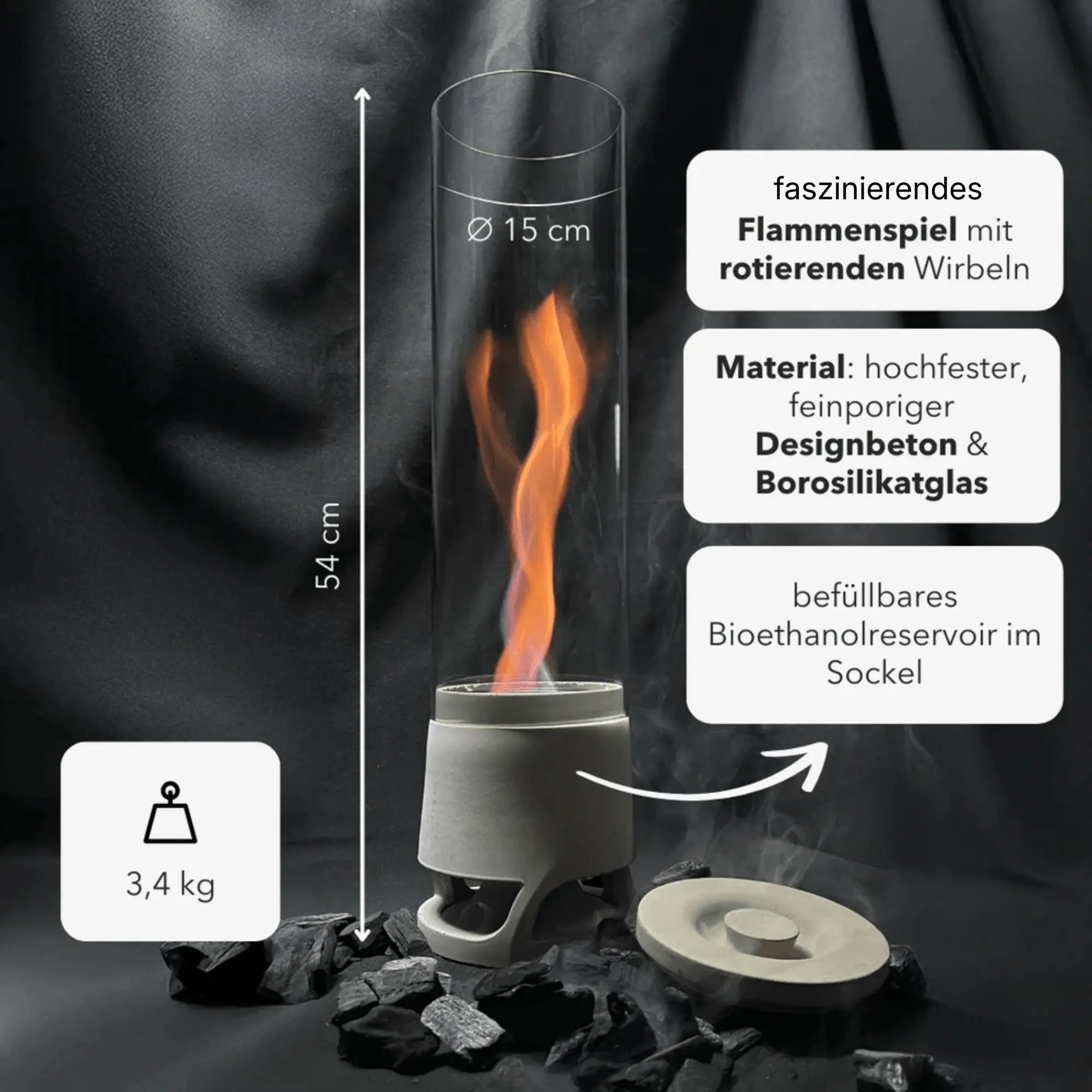 FIRE Cozy DEAL Design Feuer Duo Beton