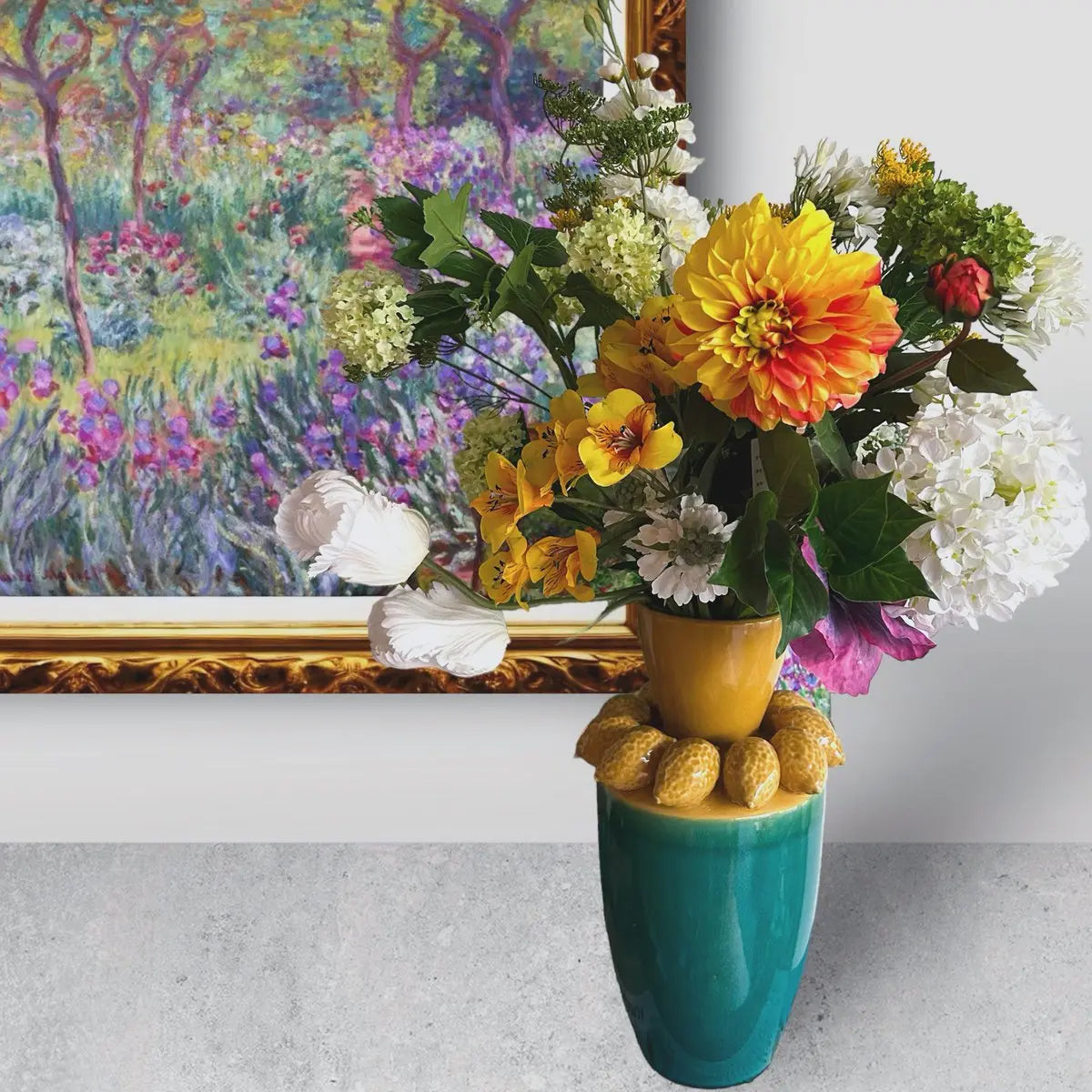 Vase aus Seidenblumen mit Zitronensaft, H: 37 cm QMF Trading