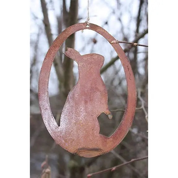 Rost Deko Hase im Ei | Fensterdeko hängend zu Ostern | 15 cm x 11 cm | Ostereier zum aufhängen | stehender Hase - Pille Gartenwelt