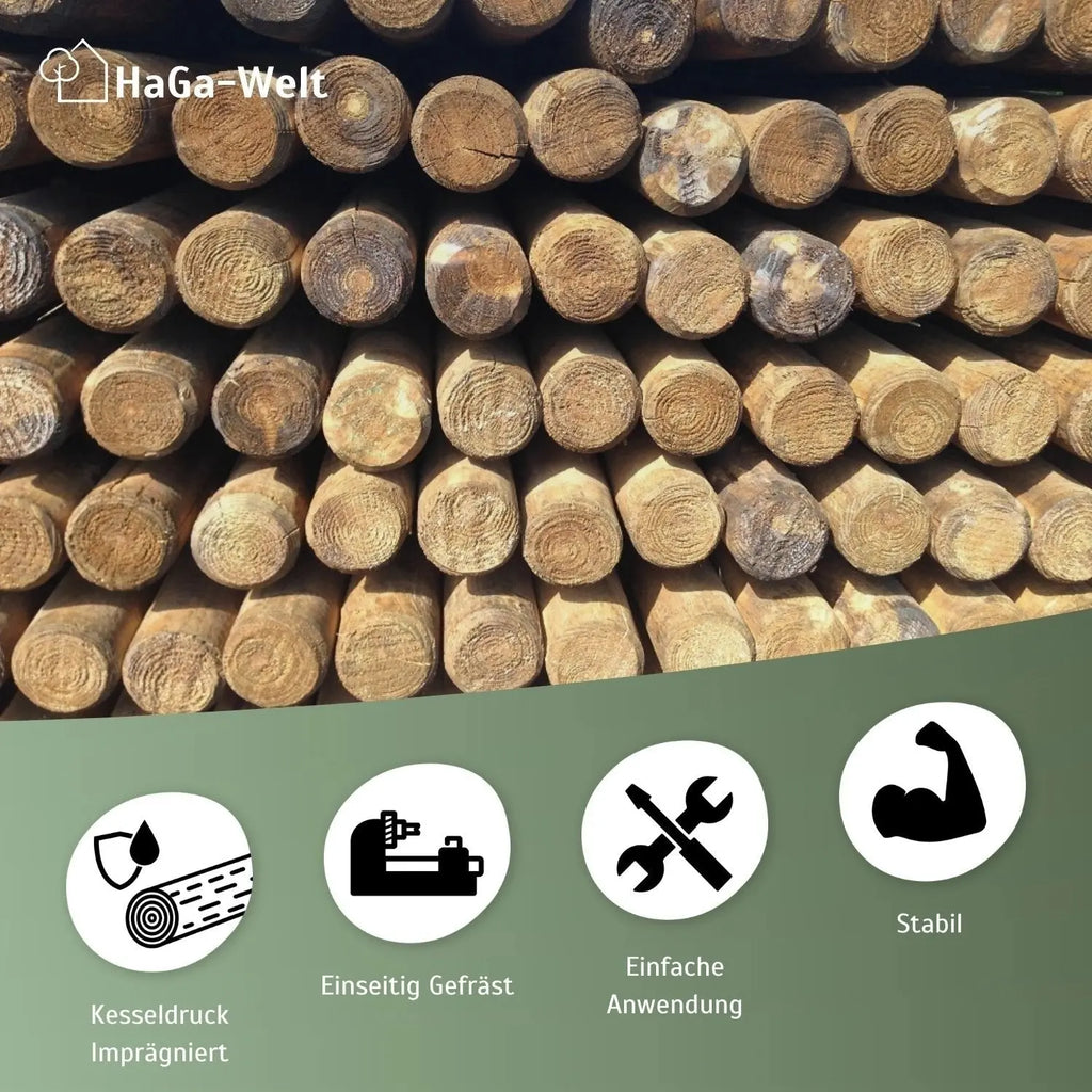 Holzpfahl, KDI grün – widerstandsfähig für den Zaun- und Gartenbau