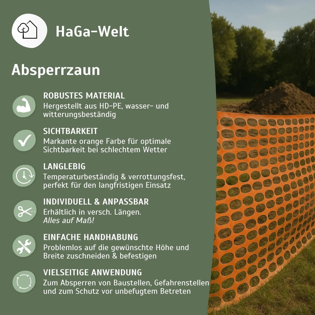 Absperrzaun 1,2m Höhe 50mm x 35mm Masche Bauzaun Warnzaun