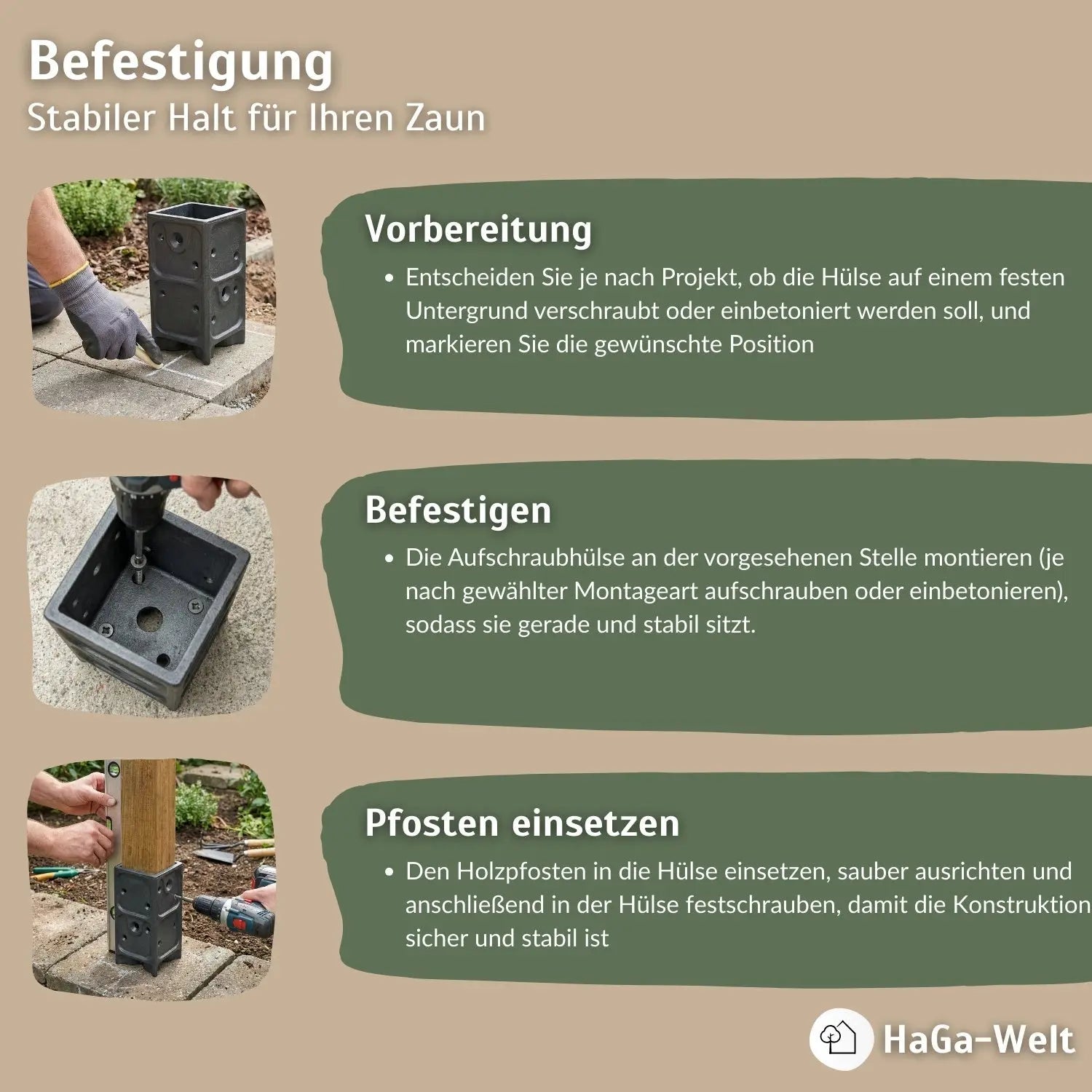 Aufschraubhülse für Holzpfosten 7x7cm Pfostenanker Pfostenanker
