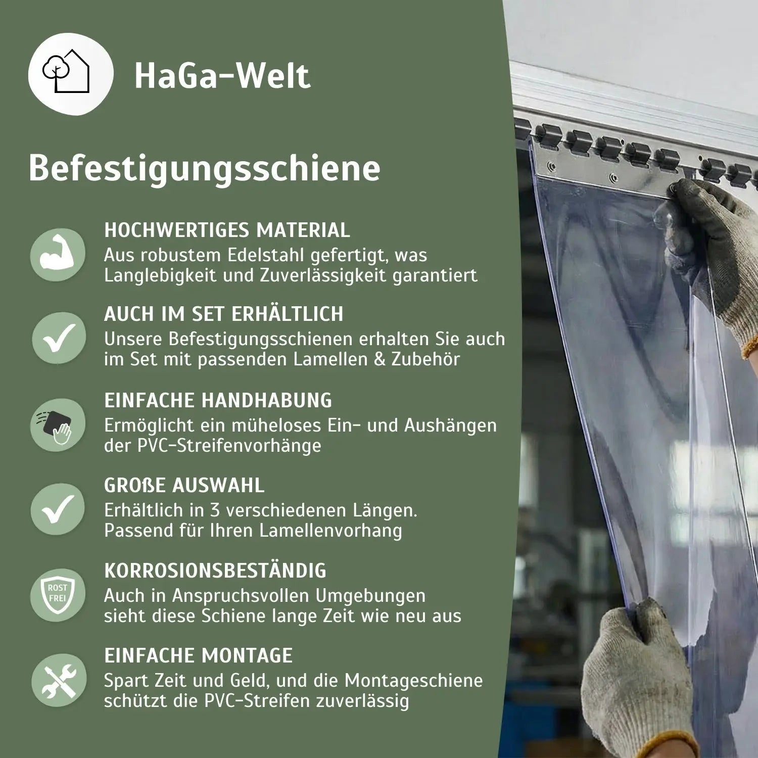 Befestigungsschiene versch. Länge für Lamellenvorhang PVC-Streifenvorhang