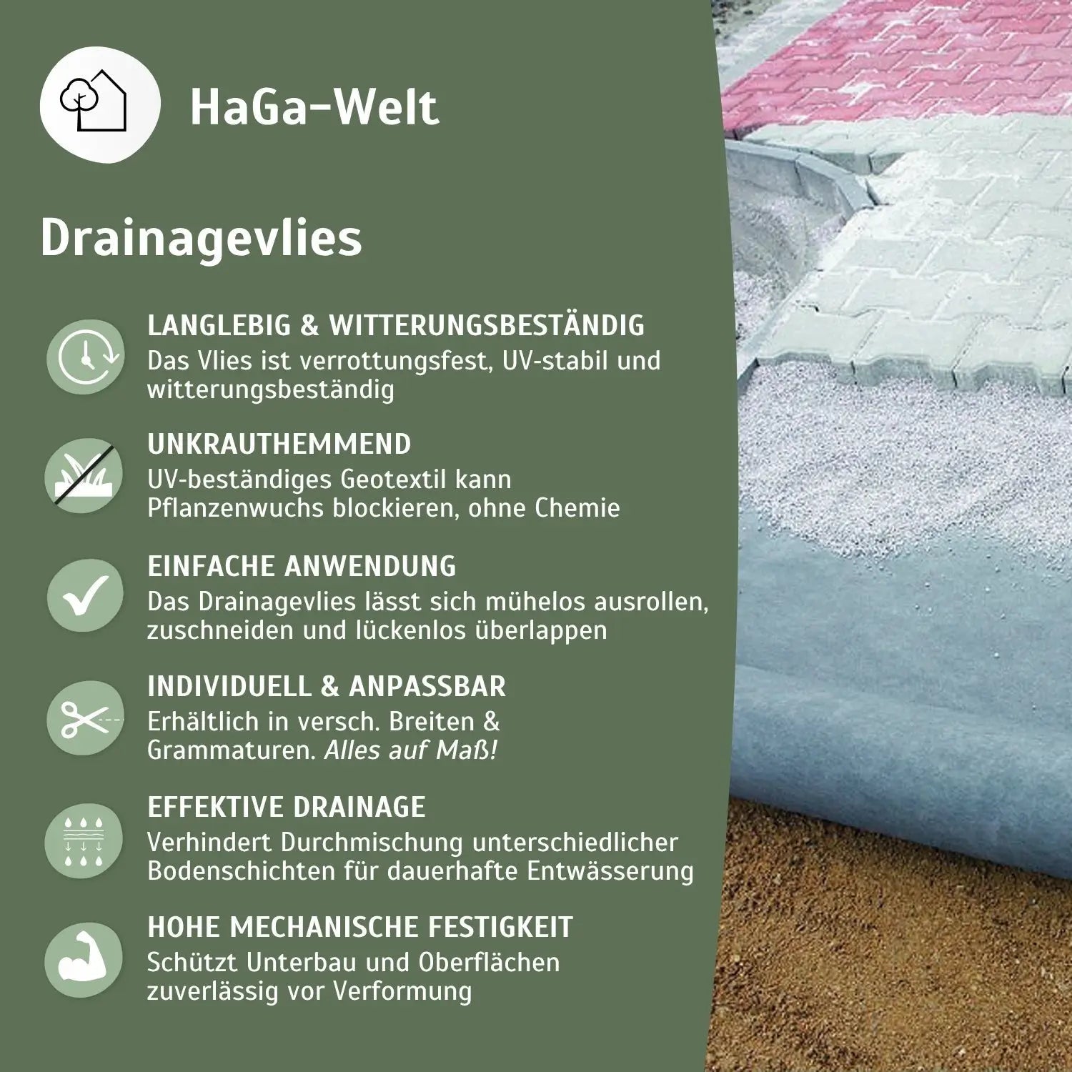 Extra starkes Drainagevlies 200 g/m² – ideal für Teichbau