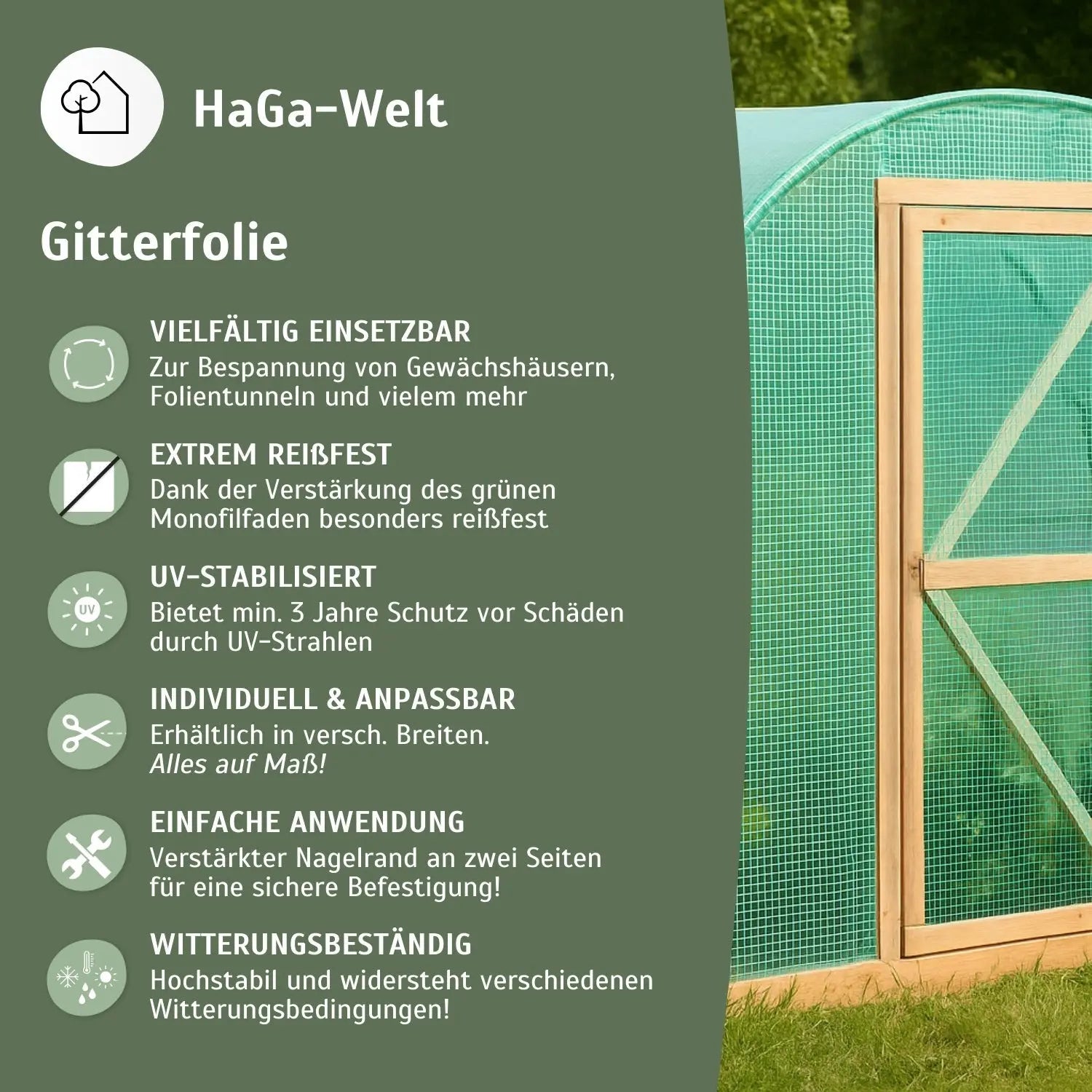 Gitterfolie – verstärkte Folie für Gewächshausbau