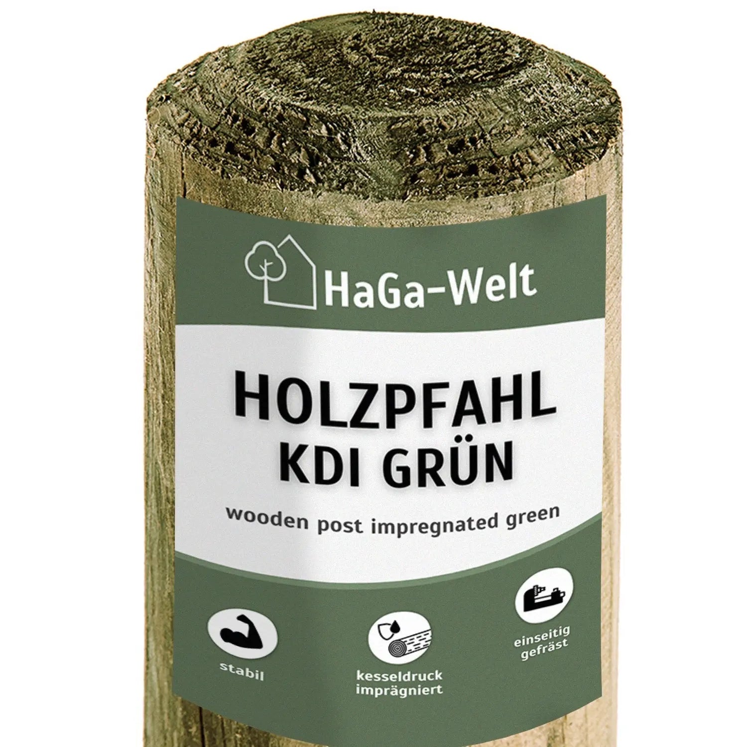 Holzpfahl, KDI grün – widerstandsfähig für den Zaun- und Gartenbau