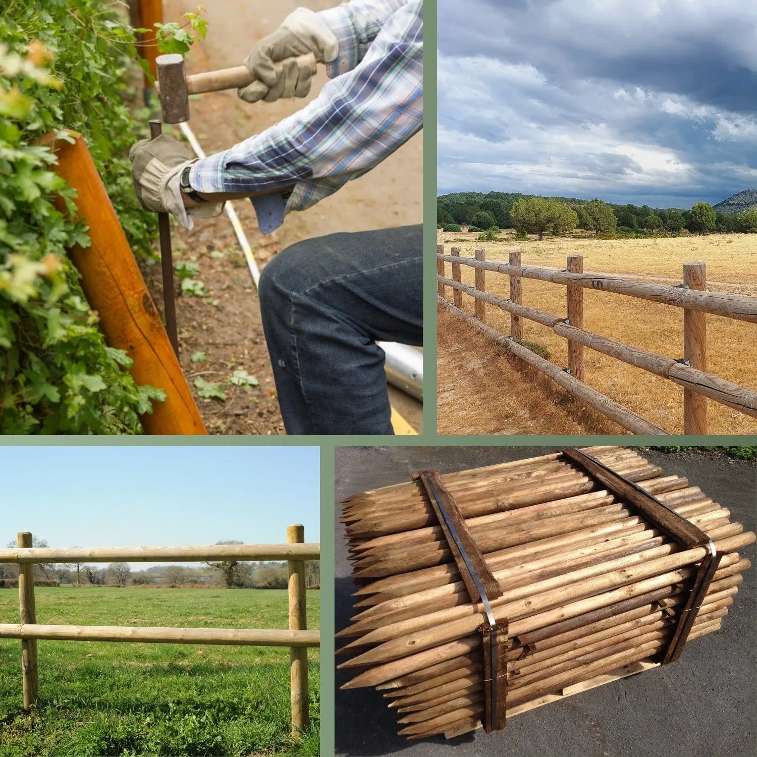 Holzpfahl, KDI grün – widerstandsfähig für den Zaun- und Gartenbau