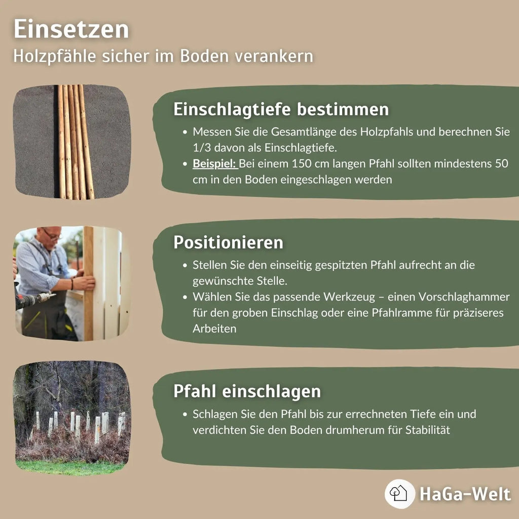 Holzpfahl, KDI grün – widerstandsfähig für den Zaun- und Gartenbau