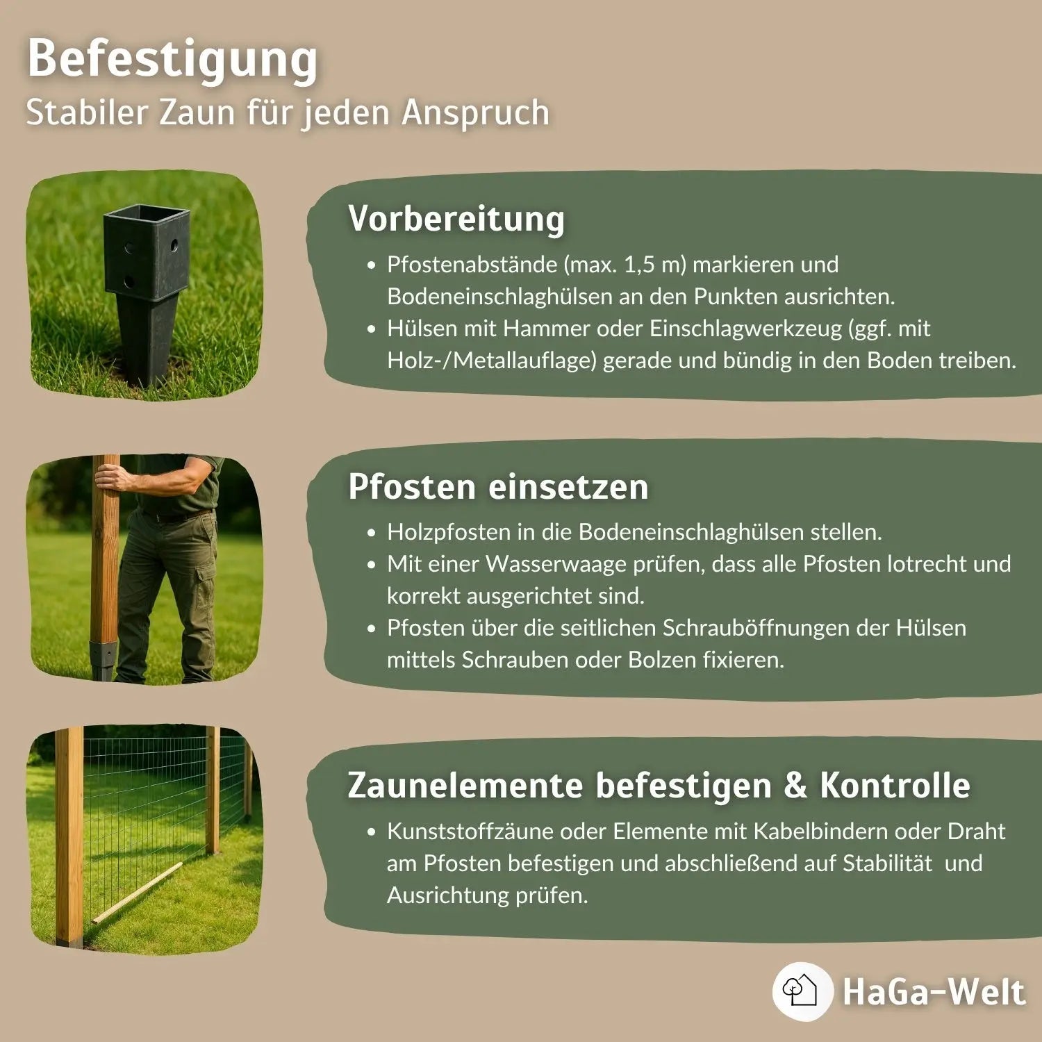 Holzpfosten, KDI-Grün – Pfosten für den Zaunbau