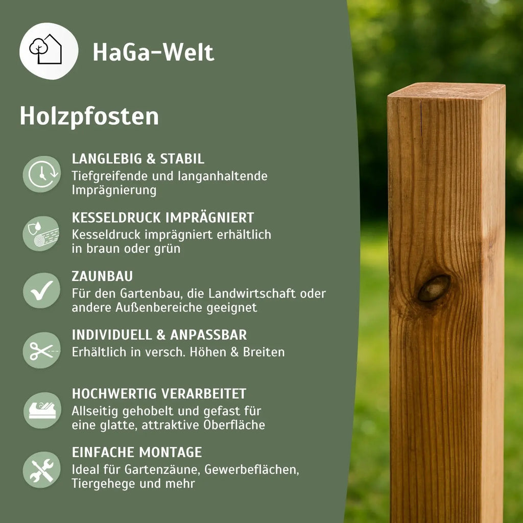 Holzpfosten, KDI-braun – Zaunpfosten für Ihren Gartenzaun