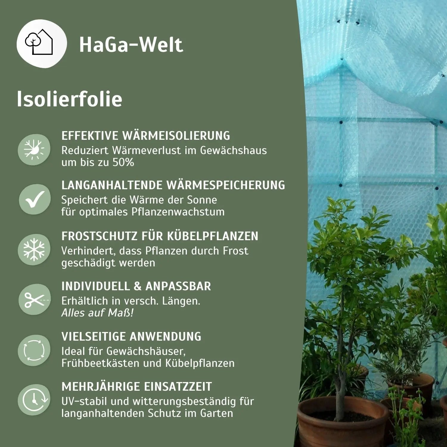 Isolierfolie, 1,5m Breite 3-lagig (Meterware) – effektiver Frostschutz für Gewächshäuser