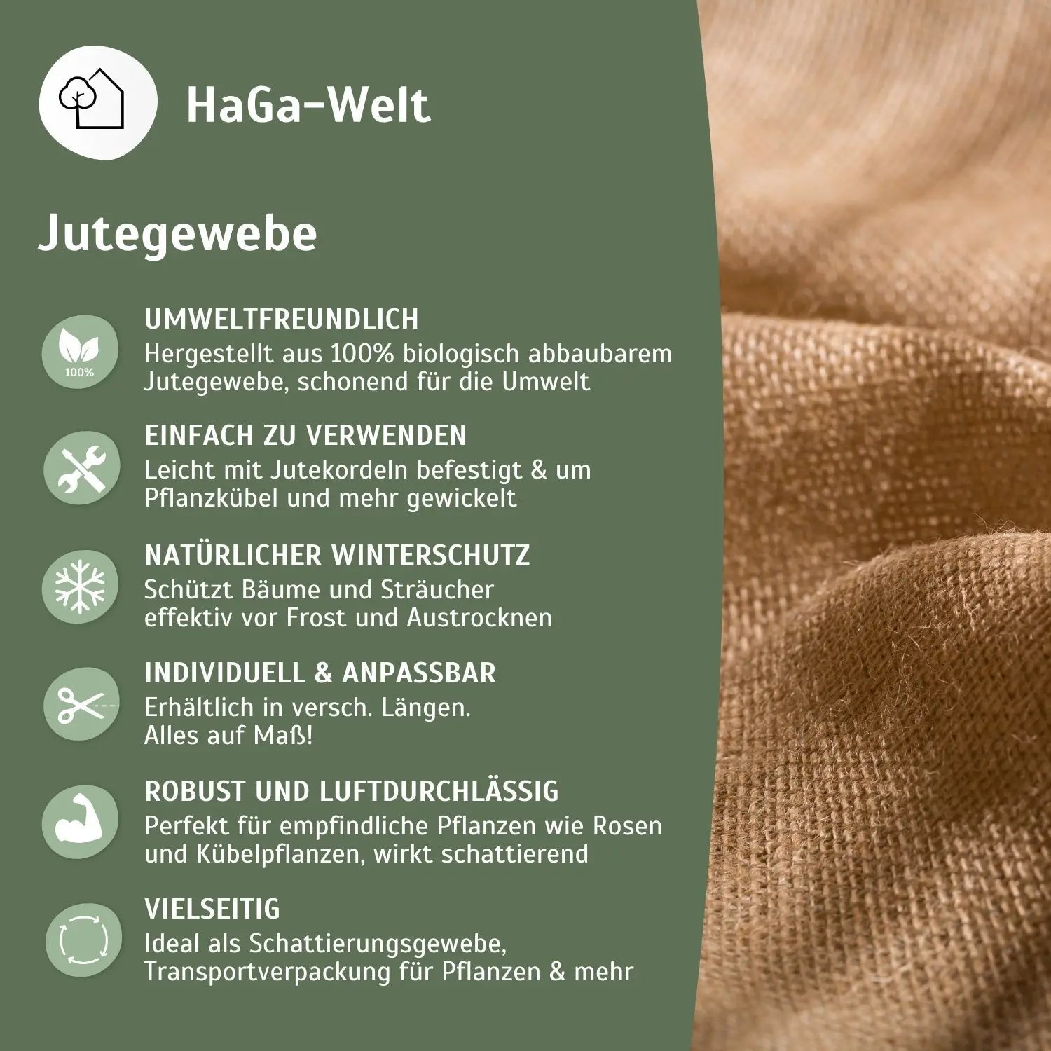 Jutegewebe (Meterware) –vielseitiger und natürlicher Jutestoff für den Winterschutz