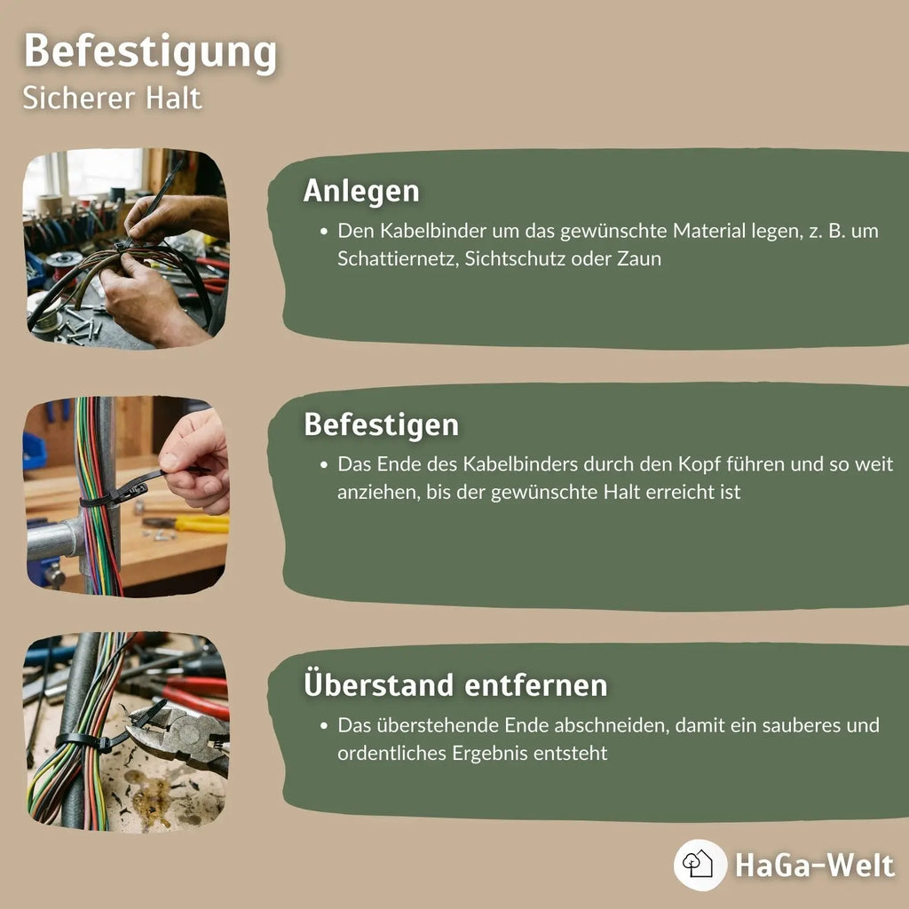 Kabelbinder, 100 Stück, 370 mm x 7,6 mm, für vielfältige Befestigungsmöglichkeiten