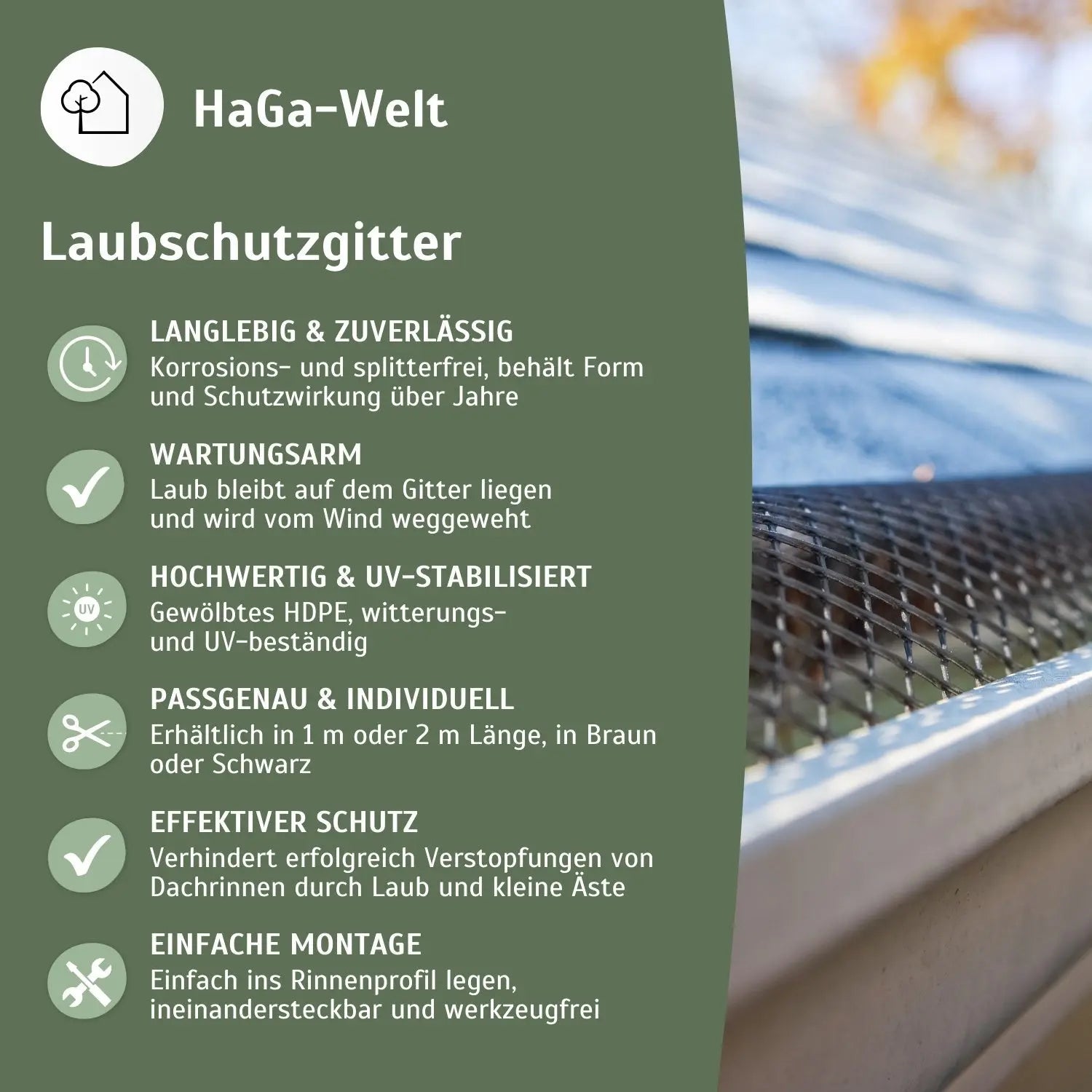 Dachrinnen Laubschutz – mit diesem Laubschutzgitter bleibt die Dachrinne sauber