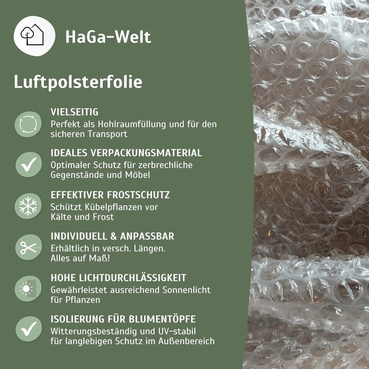 Luftpolsterfolie 1,2 m Breite 2-lagig – Vielseitiger Schutz für Pflanzen und empfindliche Gegenstände