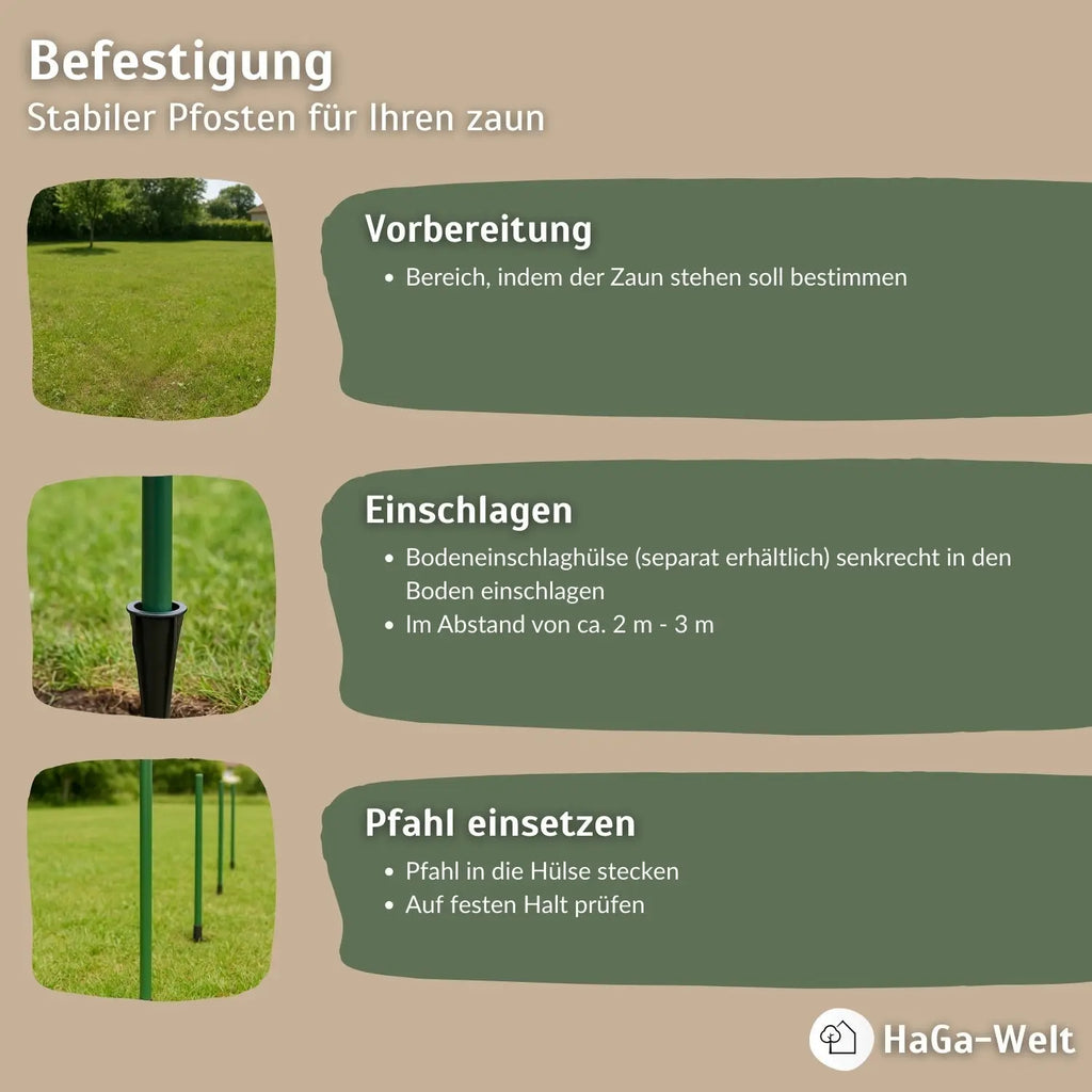Kunststoffpfahl 3,8cm Stärke aus recyceltem PET Zaunpfahl