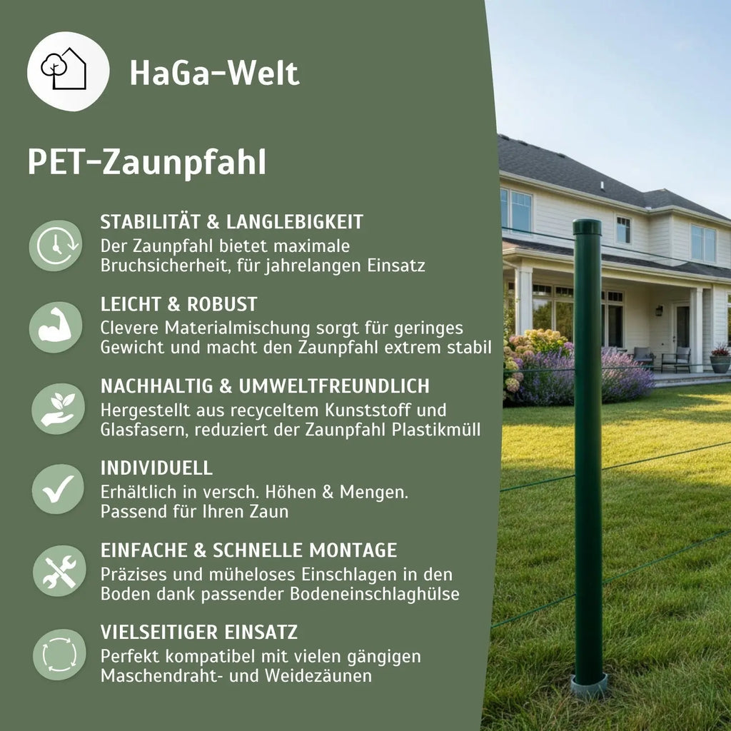 Kunststoffpfahl 3,8cm Stärke aus recyceltem PET Zaunpfahl