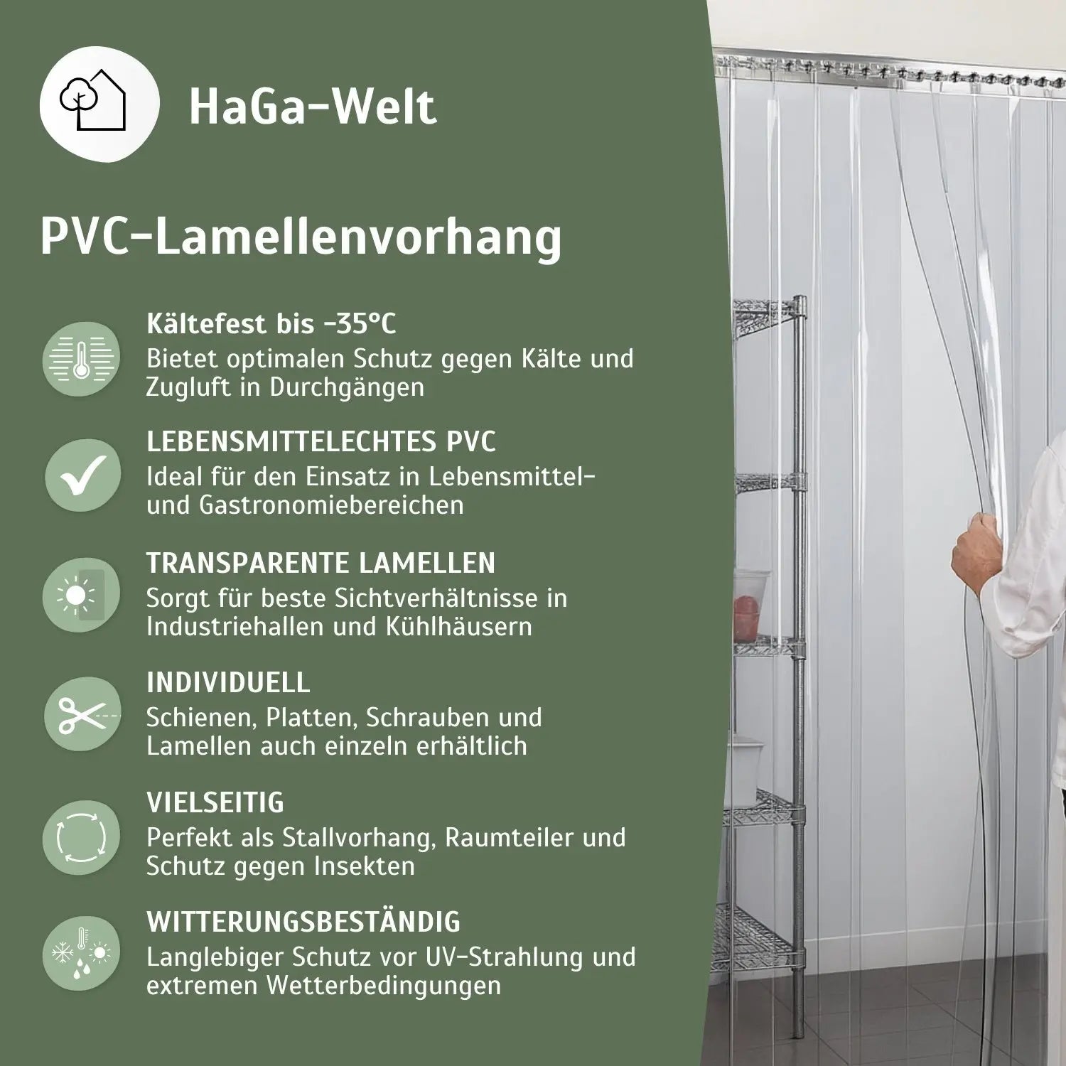 PVC-Lamellenvorhang Set 20 cm – alle Teile für einen PVC Streifenvorhang