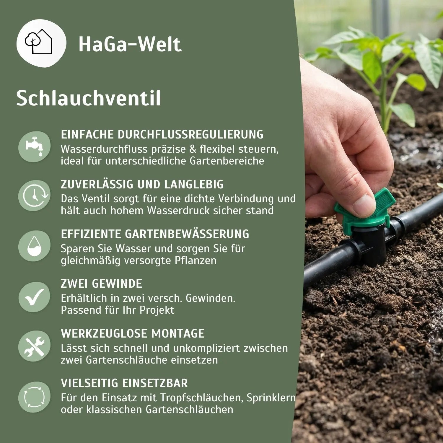 Regulierventil 16mm x 3/4" Schlauchventil Gartenschlauchverbindungsstück