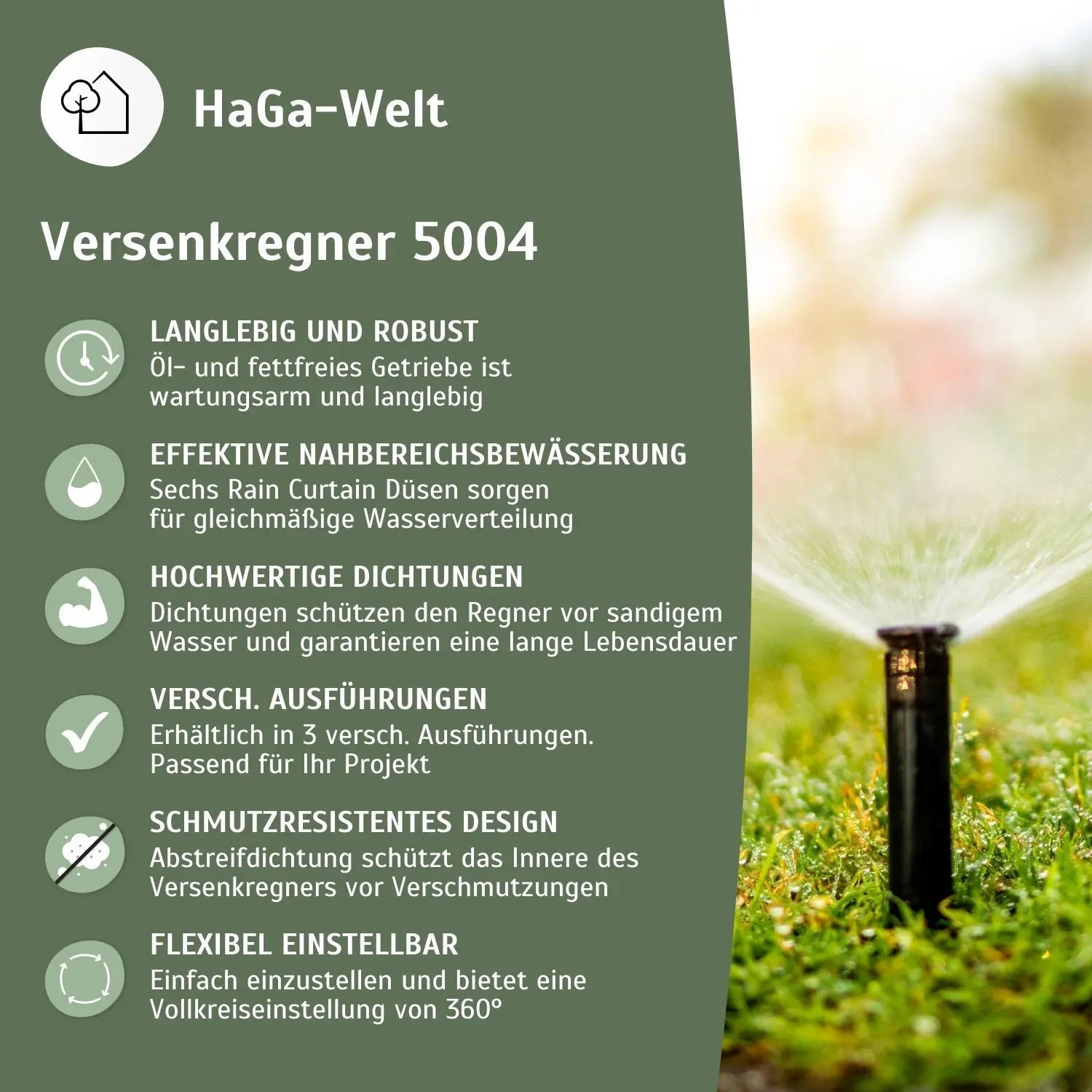 Versenkregner 5004+ Getrieberegner Rasensprenger Bewässerung für Garten