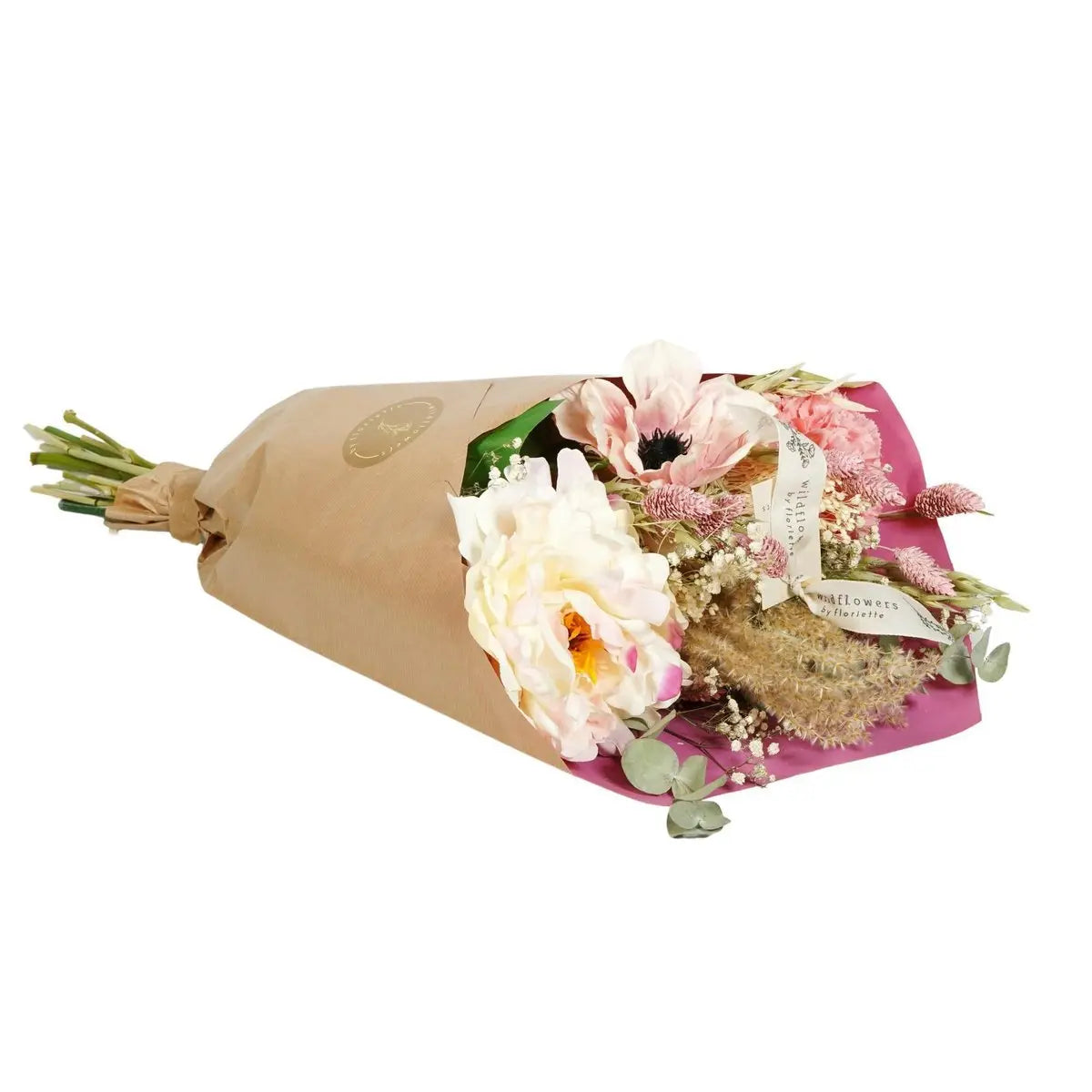 4er-Set Pfingstrosenliebe 55 cm Trockenblumen und Seiden-Pfingstrosen Gesamtansicht